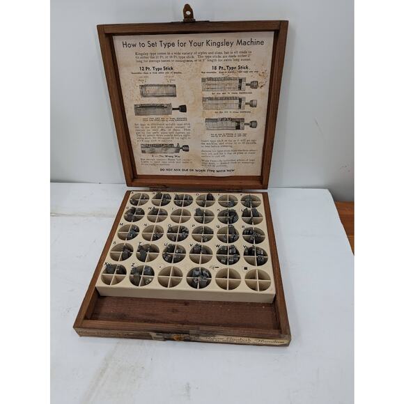 KINGSLEY HOT FOIL Stamping Printer letters Typeset 18 pt GOUDY CURSIVE LC, Box - Picture 1 of 7